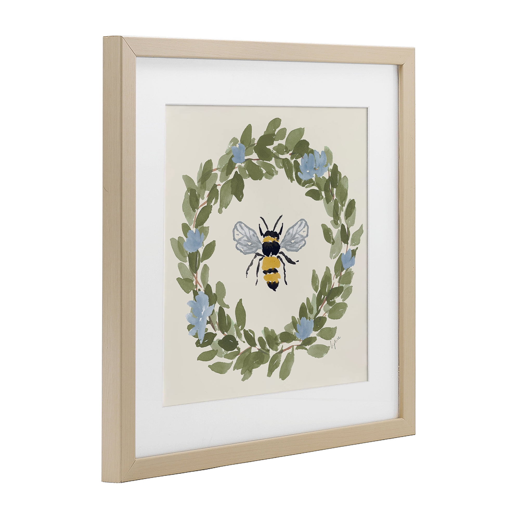 Stupell Industries Bee Celebration Wreath Birch Framed Print Under Glass, design by Lucille Price