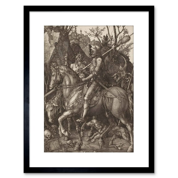 Painting Albrecht Durer Knight Death Devil Old Master Artwork Framed Wall Art Print 9X7 Inch