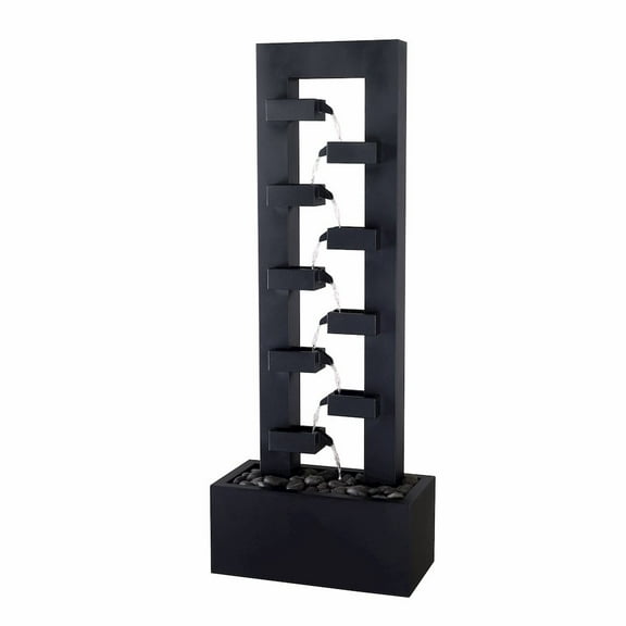 Hi-Line Gifts LED Lighted Steel Outdoor Garden Water Fountain - 50.25" - Black