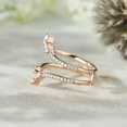 thumbnail image 4 of Pear Shaped Diamond Wedding Ring Enhancer- Stacking Promise Ring in 14K Rose Gold Vermeil- Mother's day Special, 4 of 6
