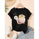 thumbnail image 1 of Camiseta informal de manga corta con cuello redondo para niña con estampado de caracoles y flores, tejido de punto de mezcla de algodón con ligero estiramiento para niñas de 1 a 8 años, talla S, 1 of 6