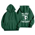 thumbnail image 2 of Why Walk Women's Printed Round Neck Pullover Sweatshirt Hooded Drawstring Sweatshirt Top, Casual Fall Winter Fashion with Soft Fabric for Comfortable Wear,Green,L, 2 of 4