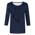 thumbnail image 5 of Luxalzxs Valentine Tops for Women Fashion Casual Blessed Love Heart Printed T-Shirt 3/4 Sleeve Length Round Neck Casual Tops Blouse, 5 of 5