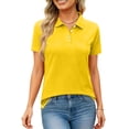 thumbnail image 5 of Women's Short Sleeve Polo Shirts Collared Button Down Tops with Pocket Casual Summer Tees for Daily Wear Office Golf Outdoor Yellow XL, 5 of 5