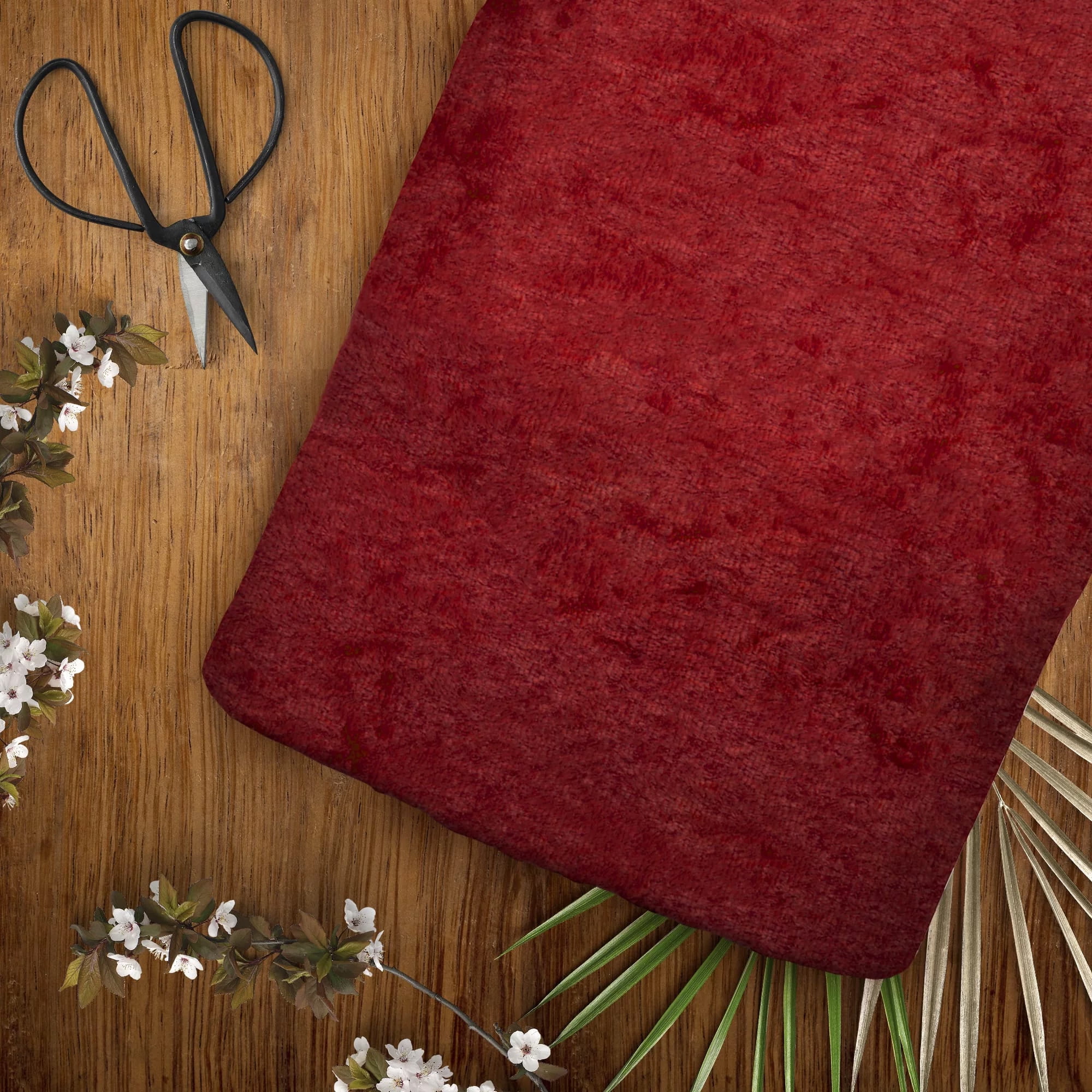 David Textiles 58" x 1.5 yd Polyester Crushed Panne Velvet Precut Fabric, Red