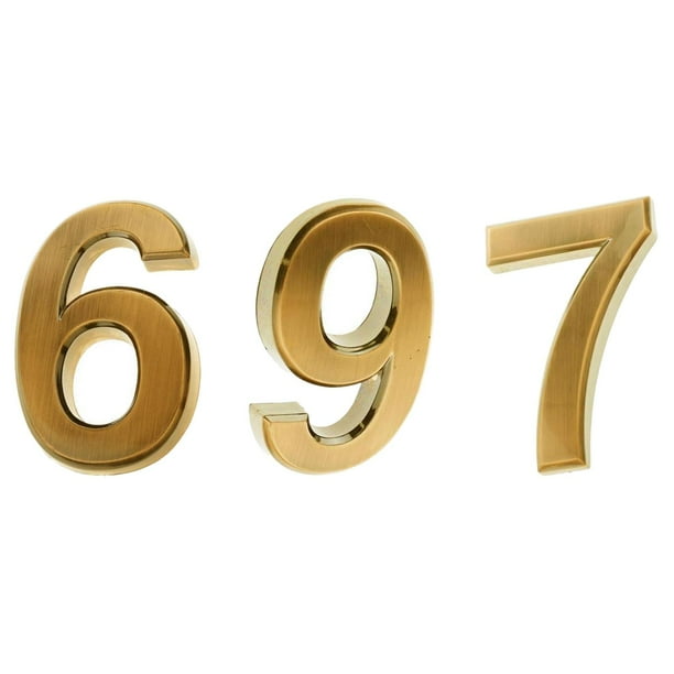Letreros de dirección de puerta con números dorados, adhesivos para decoración de puertas de casa 6 7 9