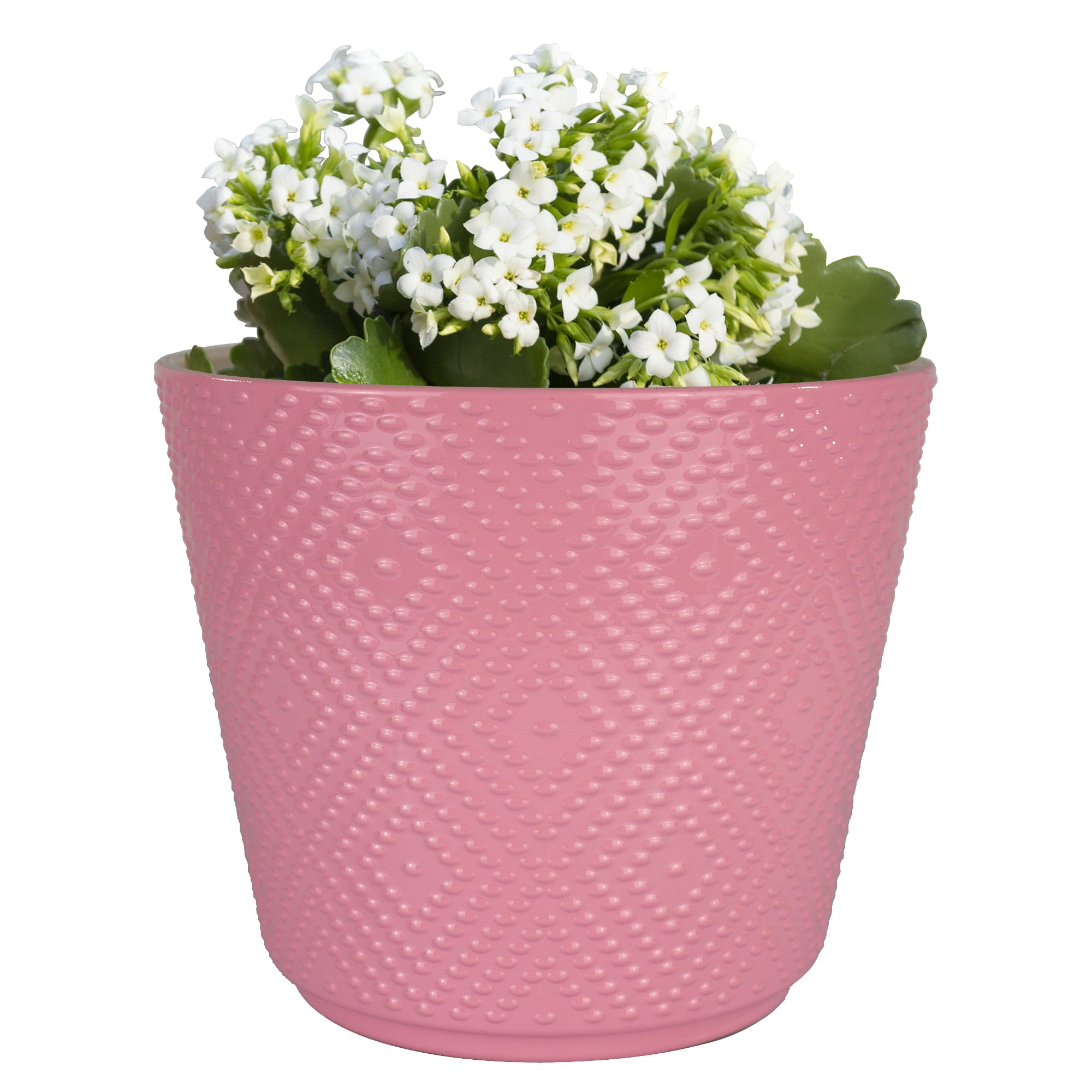 Mainstays 6in DIA Marley Pink Plastic Planter