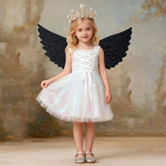 Angel ‌Outfit‌ Women Black Fairy Wings Princess Dress up Girl Princess ‌Outfit‌s for Girls