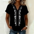 thumbnail image 7 of cocolona Womens Summer Linen V Neck Tops Short Sleeve Embroidery Shirts Trendy Casual Loose Blouses, 7 of 7