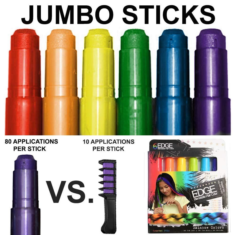 Kids Hair Chalk - JUMBO HAIR CHALK PENS - RAINBOW - Washable Hair Color  Safe For Kids And Teen - 200% MORE COLOR PER PEN - SCENTED - For Party,  Girls Gift,