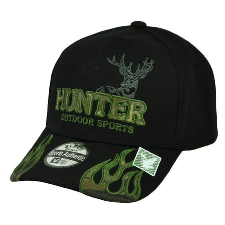 Deer Hunting Hats - Hunter Outdoor Sports Hunting Hunt Hat Cap Deer Flames Camo Black Camping