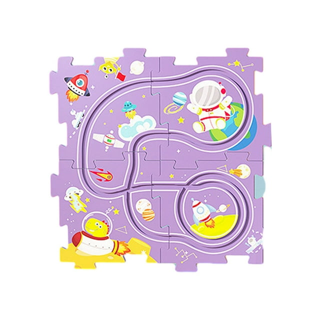 Purple Puzzle Race Track Car Toy Plastic 5.5X2X5.5 Inches 4 Piece Diy Sliding Vehicle Set For Children Age 3+ Purple