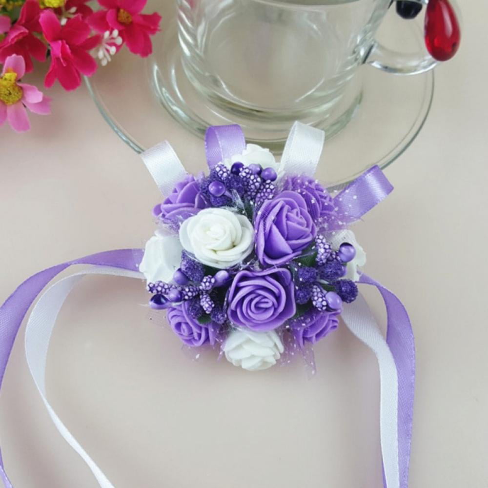 Details about   New Wedding Bride Artificial Wrist Corsage Hand Silk Fake Flower Party Bouquet 
