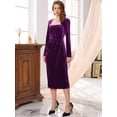 thumbnail image 2 of DARING DIVA Women's Formal Ruched Sequin Neck Cocktail Velvet Dress XL Purple, 2 of 6