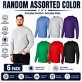 thumbnail image 3 of SOCKS'NBULK 6 Pack Big & Tall Long Sleeve Colorful T-Shirts for Mens cotton blend Cotton - Crew Neck Bulk Tees Wholesale Packs, 3 of 9