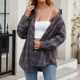 thumbnail image 2 of zaveiop Womens Casual Cuffed Long Sleeve Boyfriend Button Down Plaid Flannel Shirt Tops (Z1-Purple, S), 2 of 7