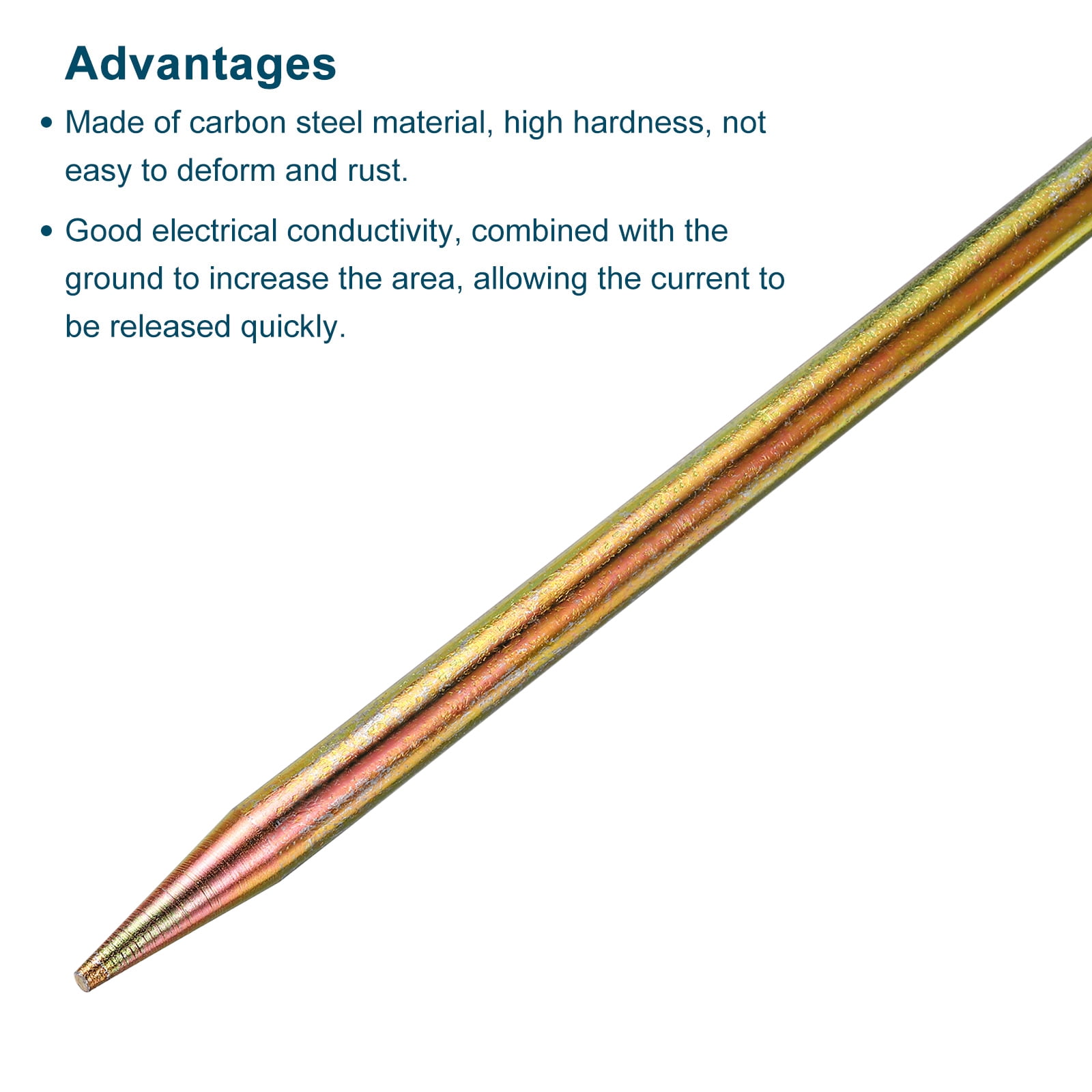 3 Pcs Ground Rod Colored Zinc Galvanized Grounding Pin 1.44ft for Antenna Satellite Dish Electric Fence Use
