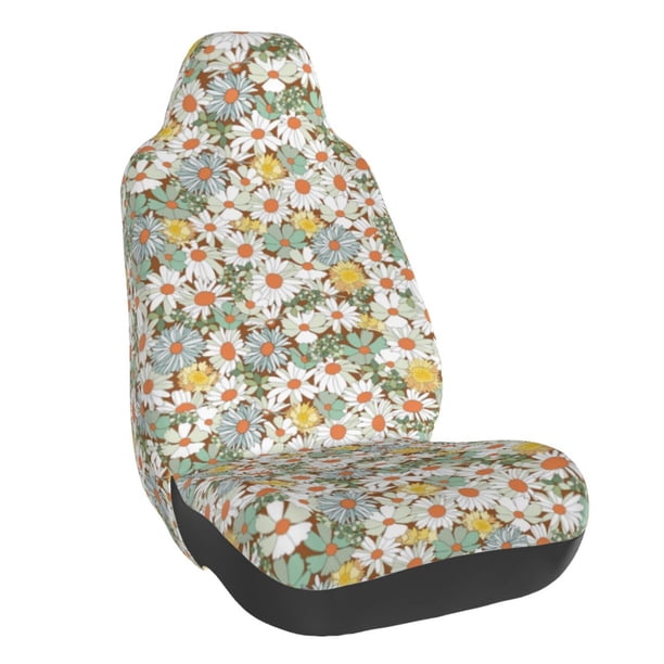 Balery Daisy Funda de Asiento para Auto con Diseño - Cubierta Frontal Suave y Transpirable con Protector Antideslizante- 1 Unidad