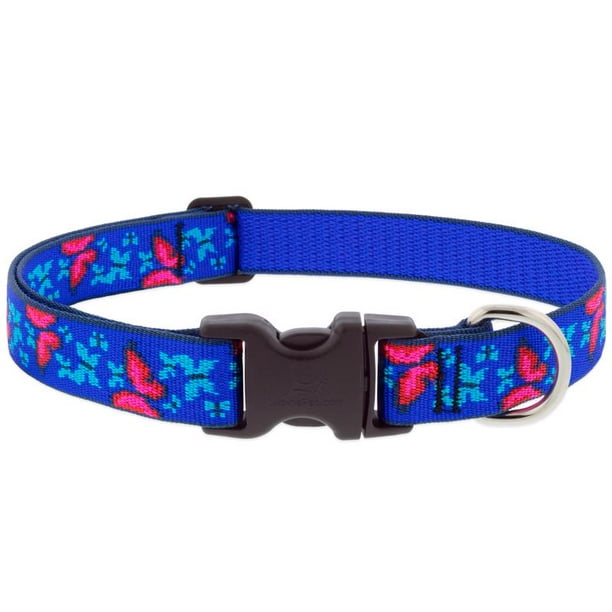 Collar para perro LupinePet Social Butterfly Nylon Azul/Rosa M