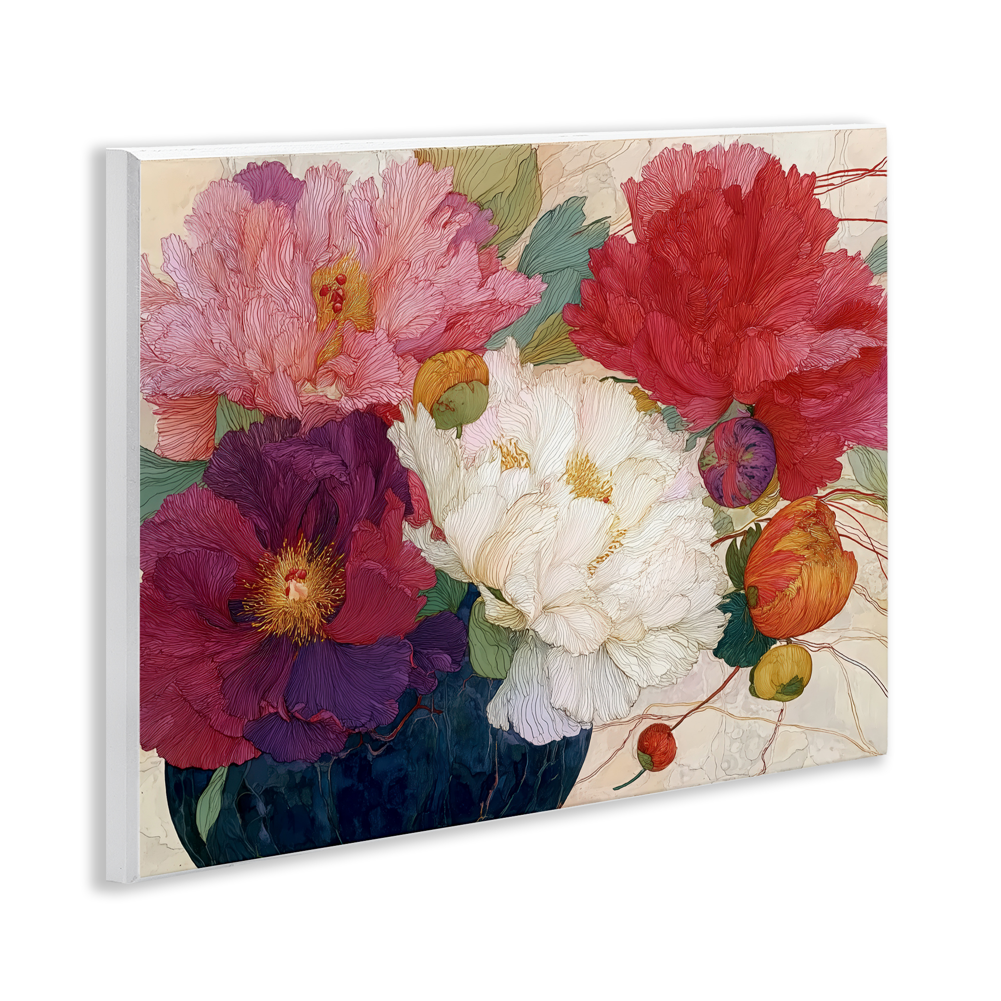 Haiku Ornate Flower Petals Wall Plaque Art, design by Annabelle Hall
