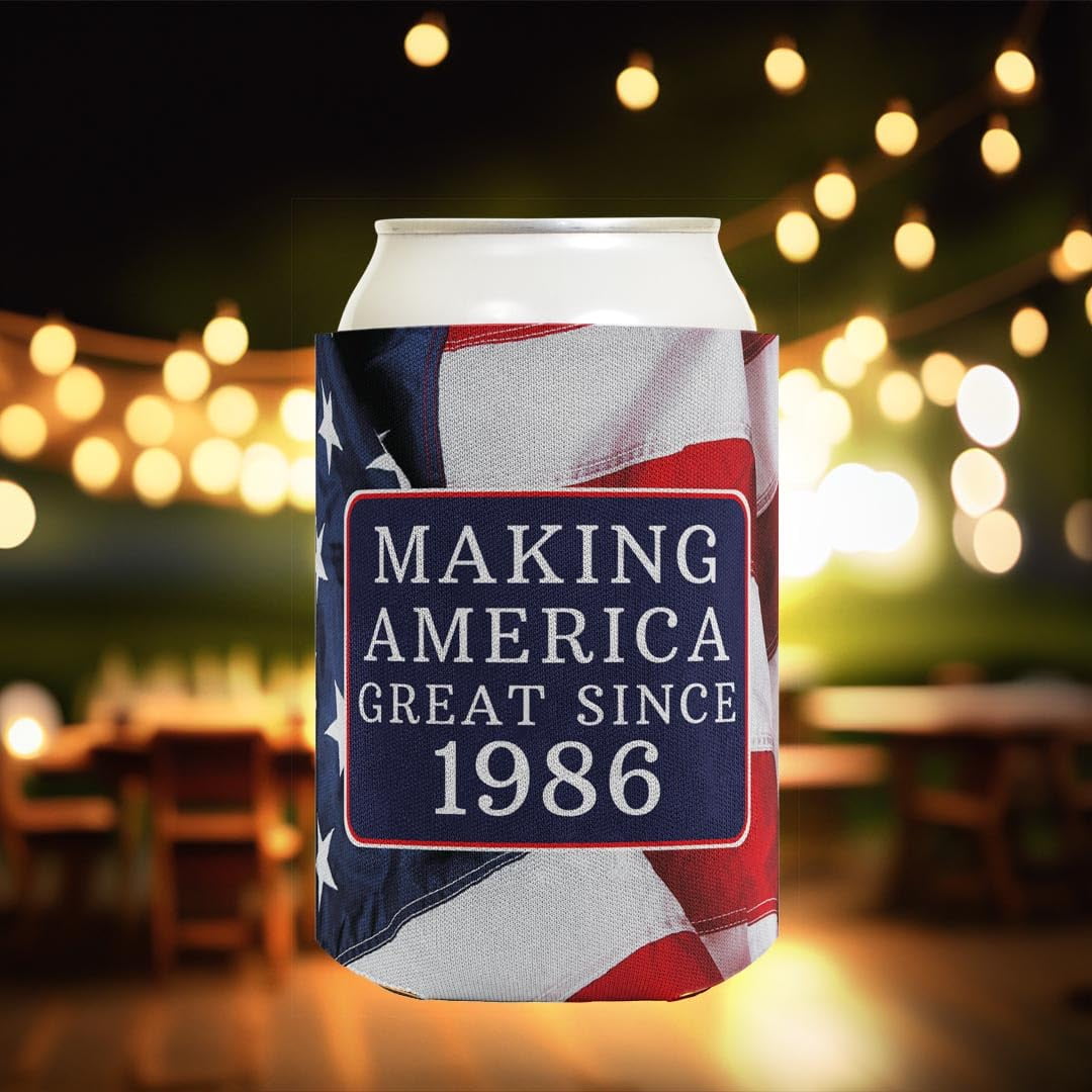 B-day Gifts for 40th Birthday Making America Great Since 1986 24-pack Can Coolies Coolers