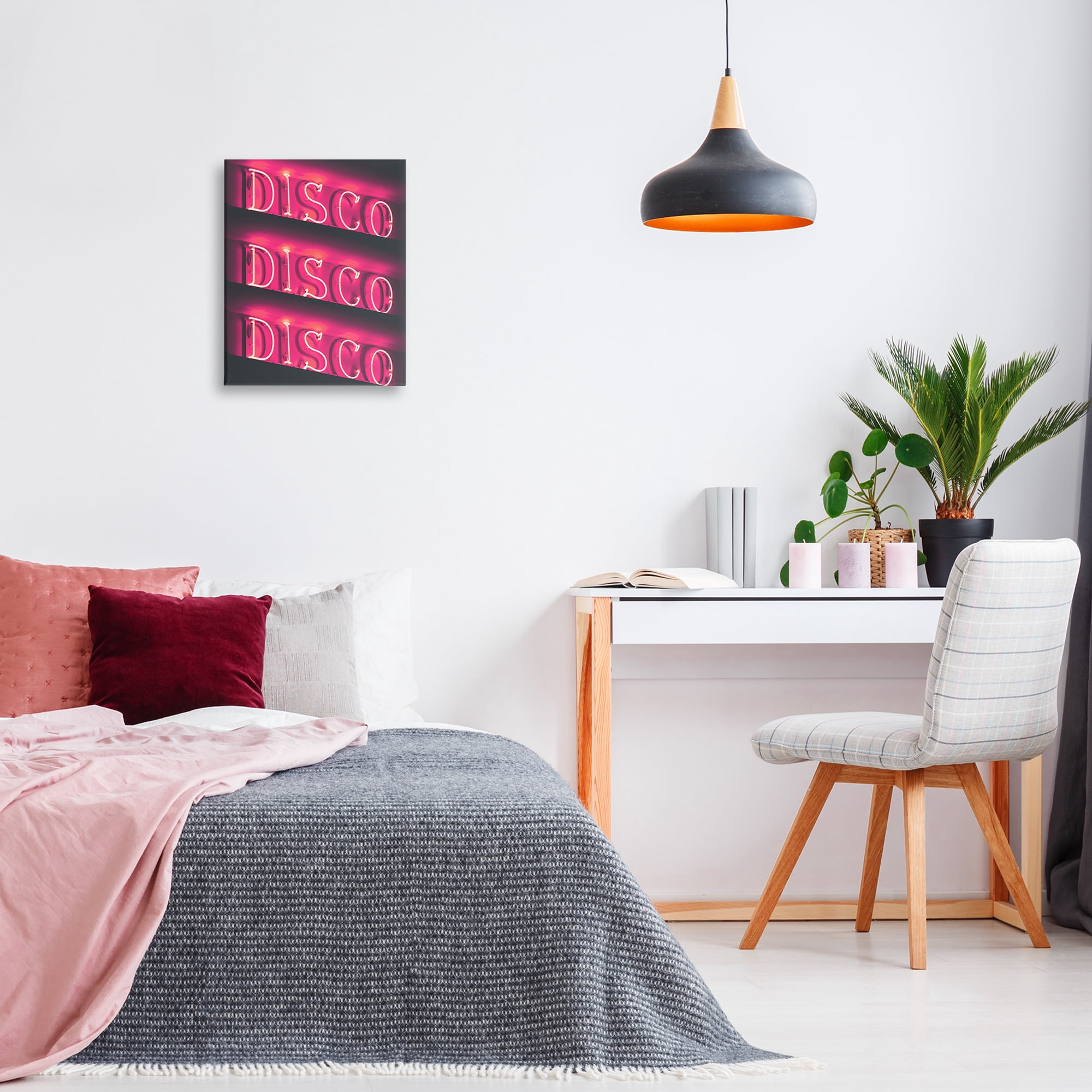 Stupell Industries Pink Disco Neon Lights Typography Painting Gallery Wrapped Canvas Art Print Wall Art, 16 x 20