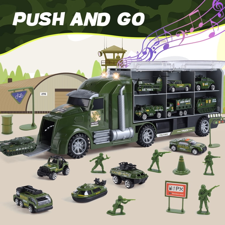 JoyStone 33 in 1 Military Truck Toy, Green Army Toy Set with