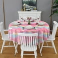 thumbnail image 2 of Pink Tie Dye Pattern Round Tablecloth 60"x60",Wrinkle Wipeable Table Cloth for Kitchen Dining Room Picnic Patio Party, 2 of 6