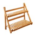 thumbnail image 3 of Estante de bambú para plantas, organizador de escritorio, estante de almacenamiento, escalera, estable, 2 niveles Marrón claro 50cm, 3 of 9