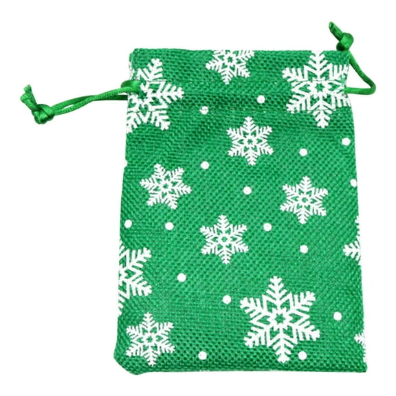 Aooww Christmas Burlap Gift Drawstring Bags Snowflake Candy Bags Small Linen Goody Treat Bags Winter Xmas Party Favors Supplies