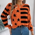 thumbnail image 5 of Yangnuo Pullover Sweaters for Women Striped Sweater for Women Women's Color Blocked Knitted Top Round-Neck Long Sleeve Blouses Pullover Fashionable Sweater, 5 of 5