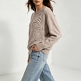 thumbnail image 4 of CHGBMOK Cropped Knit Sweater for Women Crew Neck Long Sleeve Drop Shoulder Pullover Relaxed Fit Casual Tops, 4 of 9