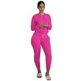 thumbnail image 2 of Jacenvly Oversized Sweatshirts for Women Loose Fit Solid Comfort Warmth Tracksuit Set Crewneck Hoodies Elastic Waisted Long Trousers Casual Fashion Two-Piece Set Pink, 2 of 5