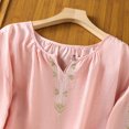 thumbnail image 4 of Busydd Spring Tops for Women Trendy Solid Color Embroidered Womens Tops Casual Peasant V Neck 1/2 Sleeve Summer Tops, 4 of 6