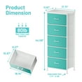 thumbnail image 2 of YILQQPER Dresser with 5 Drawer, Tall Storage Tower Dresser with Sturdy Steel Frame, Fabric Bins, Leather Finish, Wood Top, Aqua Blue, 2 of 7