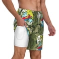 thumbnail image 3 of Goofa Surfing Dinosaur Printed Men's Swim Trunks Board Shorts Quick Dry Mens Swimming Trunks with Compression Liner,Breathable Fit Hawaii Beach Shorts-XX-Large, 3 of 9