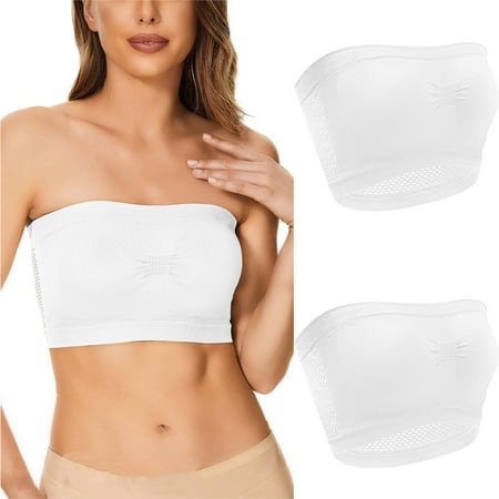 Huuilaibazoo 3PC Women s Bandeau Tube Top Bras Seamless Strapless Bra Tube Tops Comfortable and Versatile