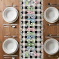 thumbnail image 4 of Table Runner 60 Inches Long for Kitchen Dining, Easter Dresser Scarf Farmhouse, Dining Table Decorations for Wedding/Parties, Spring Rabbit Flowers Colorful Eggs Black Lattice 13 x 60 In, 4 of 8