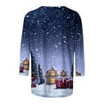 thumbnail image 5 of Uootdi Christmas Gifts Christmas Shirts for Women 3/4 Sleeve Round Neck Tunic Tops Glitter Xmas Tree Print Tshirt Gift Pullover Blouses, 5 of 5