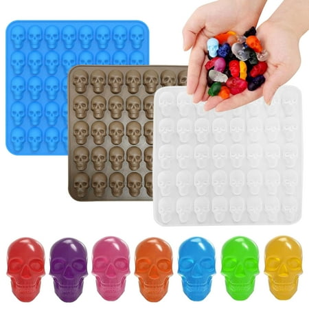 

Conditiclusy 1 Set 40 Cavity Candy Chocolate Ice Cube Mold DIY Non-stick Horror Skull Shape Biscuit Mold for Halloween Party
