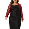 thumbnail image 1 of Cárdigan Plus Size Agnes Orinda para Mujeres, Chaquetas de Manga Larga, Abierto Frontal, Cárdigans Cortos 3X Burdeos, 1 of 6