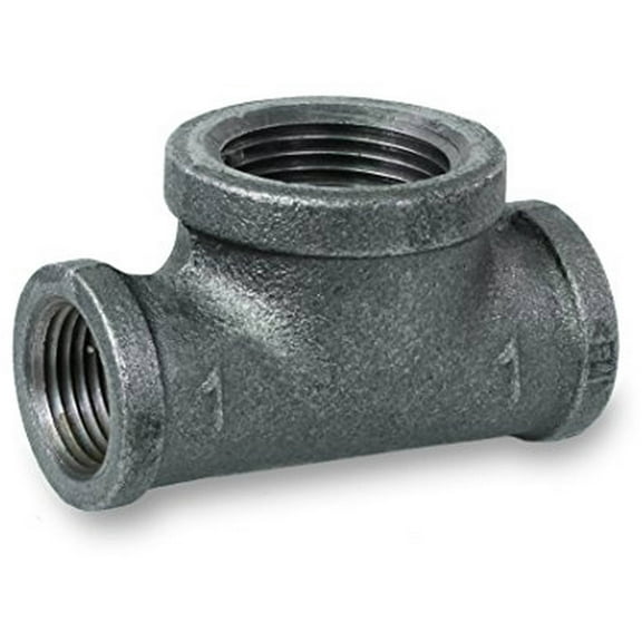 Supply Giant BMBT1002 Black Malleable Bull Head Tee Fitting with Female Threaded Connections, 1" x 1" x 2"