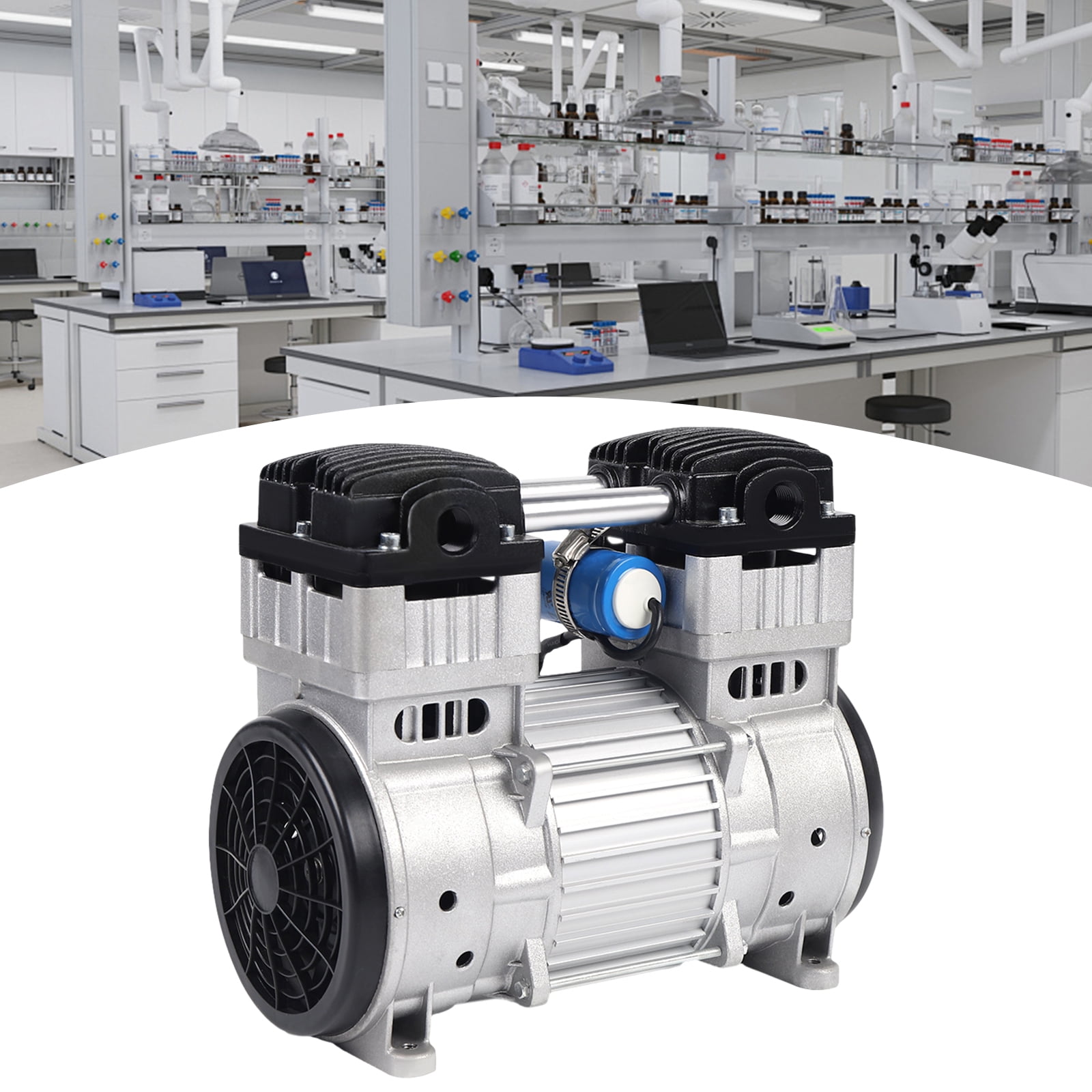 12.59*6.69*11.41inch 1100W Aluminum Alloy Silver Oilless Vacuum Pump Industrial Oil-free Silent Diaphragm Vacuum