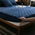 thumbnail image 4 of SHIJI65 Sapphire Blue Plush Thicken Quilted Mattress Cover Warm Soft Crystal Cotton Bedsheet Quilted Bed Fitted Sheet, 4 of 7