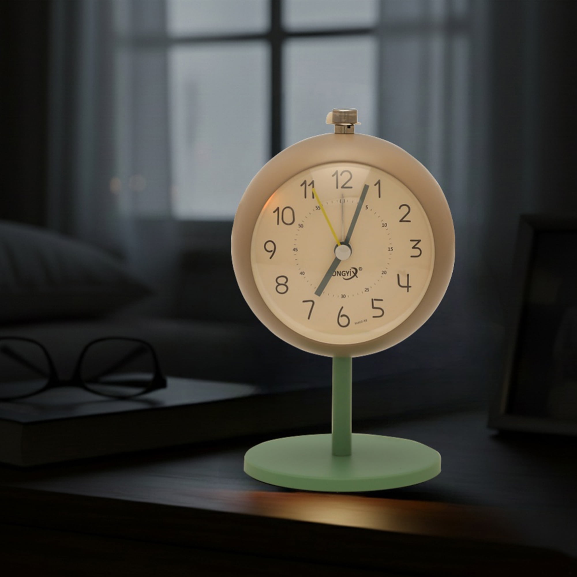 Unique Bargains Non-Tick Movement Alarm Clock Green 3.7"L x 3.1"W x 5.9"H