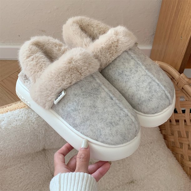 Botas de nieve para mujer, zapatillas de algodón para pareja para otoño e invierno, zapatos de algodón con aislamiento de felpa para el hogar de moda para hombres