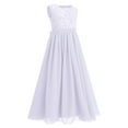 thumbnail image 2 of IBTOM CASTLE Flower Girl Dresses Junior Wedding Bridesmaid Prom Party Chiffon Floral Lace Flowy Maxi Princess Pageant Long Communion Gown 13-14 Years White, 2 of 8