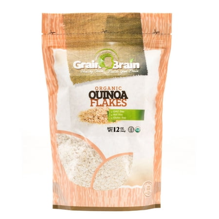 Grain Brain Organic Quinoa flakes (12 ounces), Gluten Free, Vegan, Packaged in resealable bags for easy