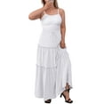 thumbnail image 3 of a.Jesdani Women Plus size Long Maxi Skirts Elastic High Waist A Line Ruffle Swing Beach Maxi Skirt L-4x, 3 of 6