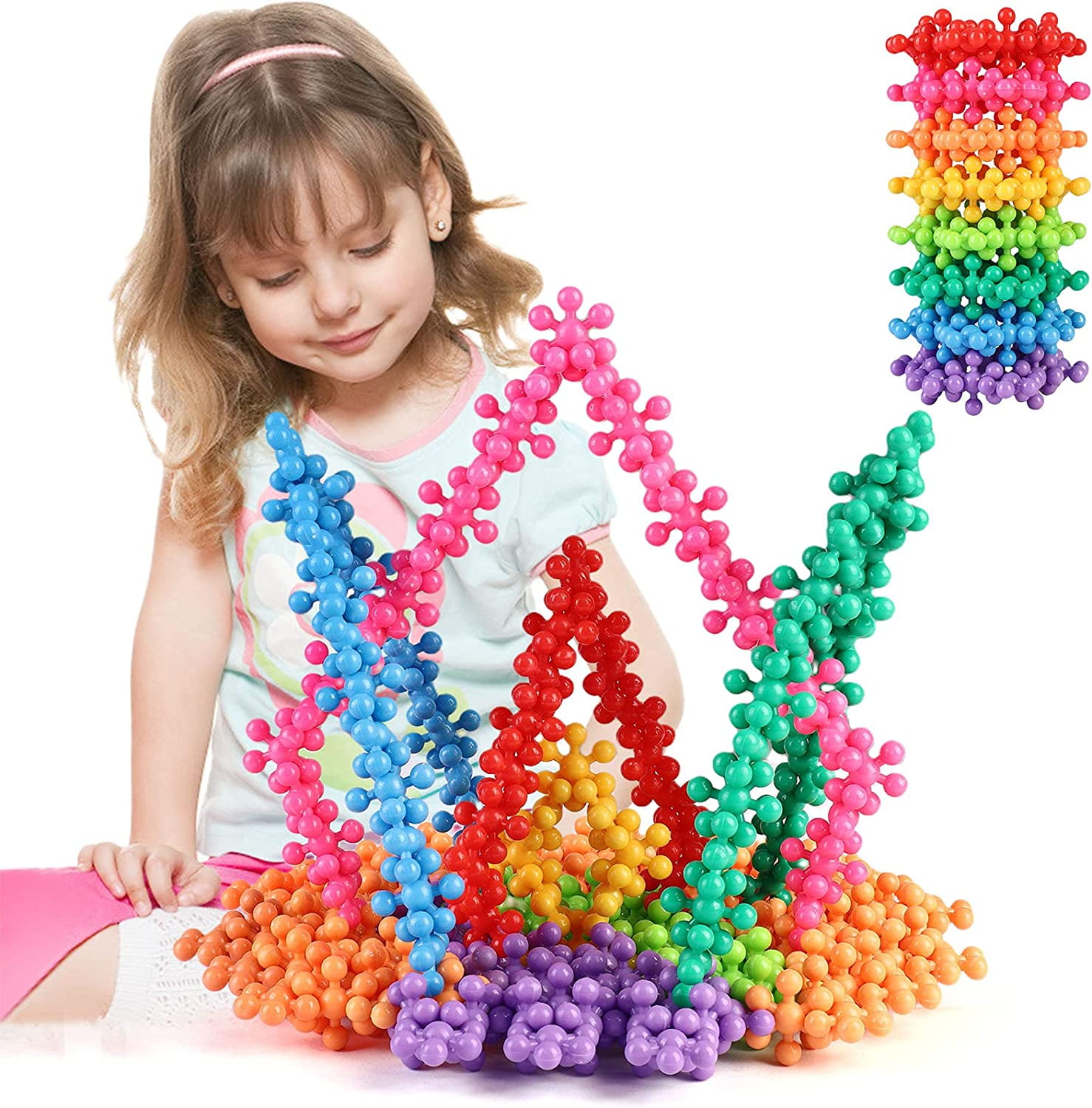 120 Pieces Building Blocks Toys Interlocking Solid Plastic Building Blocks Sets Educational Sensory Toys for Boys Girls Children 